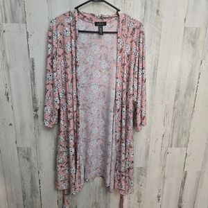 Lala Sleepwear Pink And White Rose Robe Womens Plus Size 1X